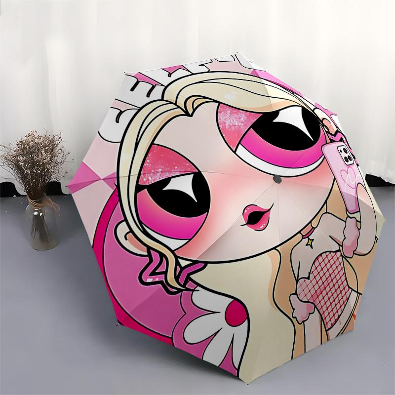 Self-Love Pink Heart Outdoor Umbrella - Automatic Opening/Closing, Foldable Design, 8-Rib Iron Frame, Festival Gift for Fans and Travelers01
