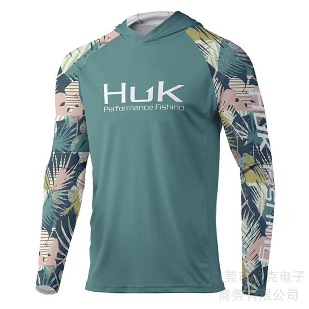 Hooded fishing suit, summer quick-dry long-sleeve men's T-shirt, outdoor sportswear, sun-protection shirt, lure fishing suit, breathable