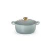 Le Creuset Signature Cocotte Ronde 20cm Cast Iron Enamel Pot, Sea Salt, Gas, Induction, Oven, and Dishwasher Safe [Official Japanese Product]