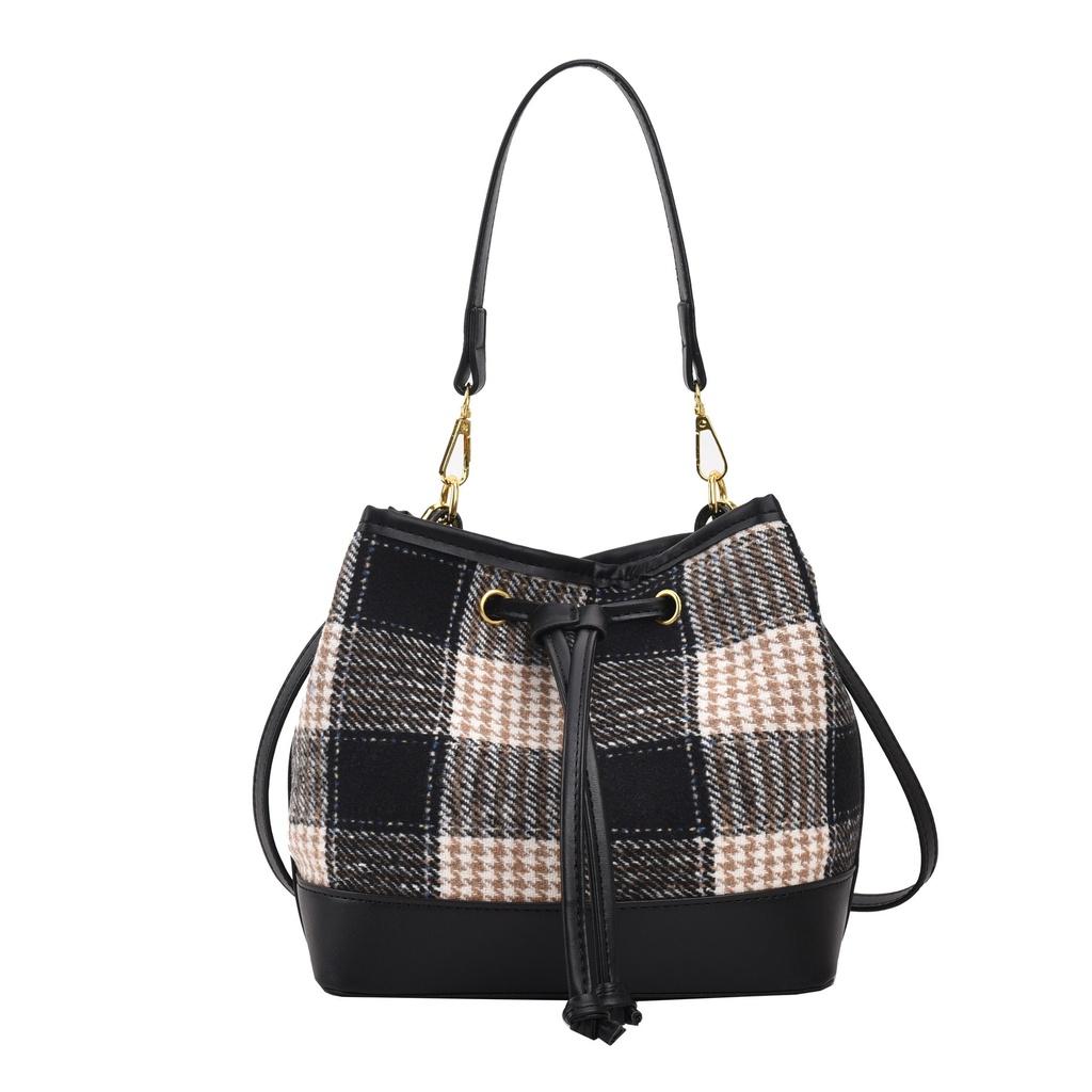 IELGY Женская красная сумка-мешок, большая вместительная сумка через плечо в клетку с текстурированной отделкой премиум-класса