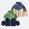 White Stand Collar Autumn Winter Fashion Warm Kids Coat Soft Loose Polyester Material Boys' Color Block Fleece Jacket