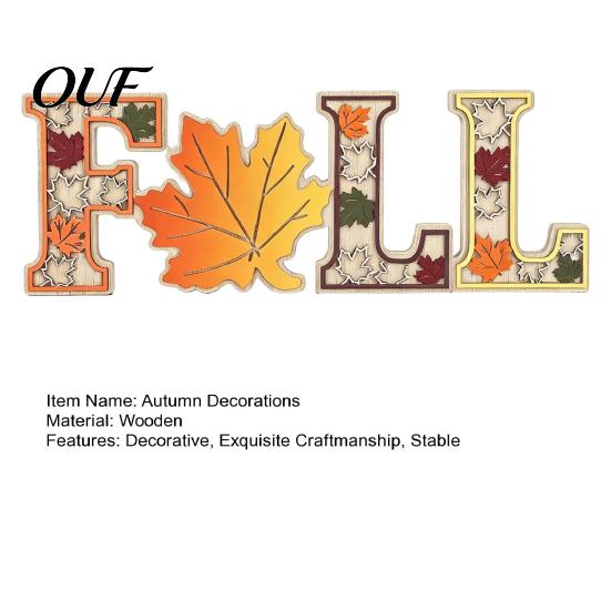 Autumn Harvest Party Ornaments 4Pcs/Set Fall Wooden Tabletop Signs, Maple Leaf Letter Decorations for Seasonal Holiday Supplies Tiered Tray Fireplace