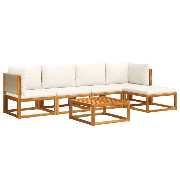 VidaXL 6-Piece Garden Sofa Set with Cushions In Acacia Wood and Rope 3278850
