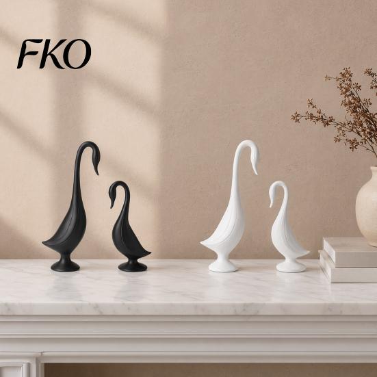 Niche Art Gift 2Pcs 3D Printed Swan Figurine, Artistic Sculpture with Stable Base, Decorative Double Ornament Ornaments, Minimalist Animal for