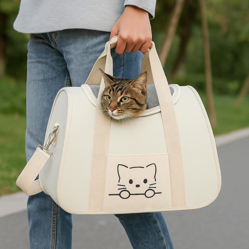 Breathable Pet Carrier Backpack Ventilated Cat Outing Crossbody Bag Travel Shoulder Bag Travel