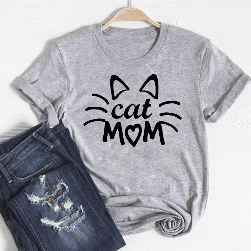 Футболка, модная футболка с котом, домашним животным, милый стиль, милая одежда 90-х годов, повседневная женская футболка с коротким рукавом и принтом, женская женская футболка с графикой