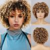 Женская мода синтетическое волокно афро Ombre блондинка странный вьющийся парик повседневная одежда косплей короткий вьющийся африканский парик