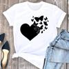Women's Print Tee Top Summer Fashion Tshirt Love Heart Butterfly Sweet Trend Woman Female T Clothing Short Sleeve Graphic T-shirts