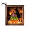 Готический Shadow Box Ночник DIY Светящийся Хэллоуин Призрак Комплект Деревянная Рамка Светодиодный Теплый Свет Хрустальное Стекло Витрина Память с Панелью Декоративный