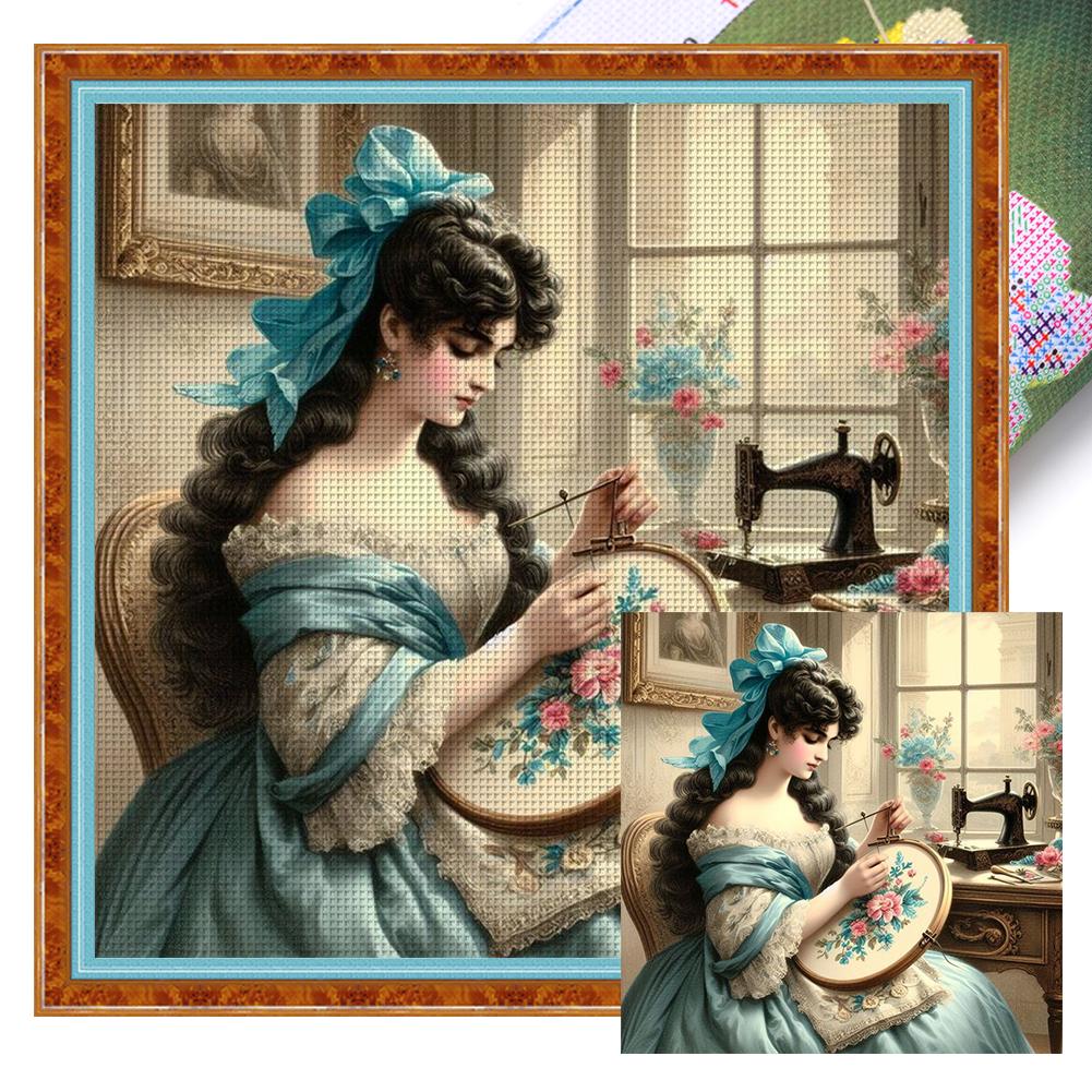 Полная вышивка эко-хлопковой нитью 11CT с принтом для девочек, набор для вышивки крестом, искусство