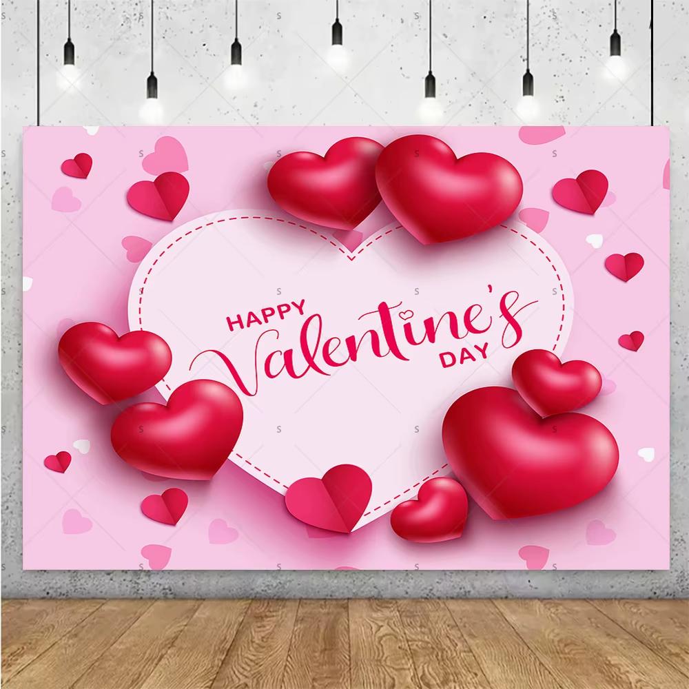 Balloon Red Love Heart Rose Background Happy Valentines Day Backdrop Supplies Valentines Day Party Decoration Photo Shoot Pro