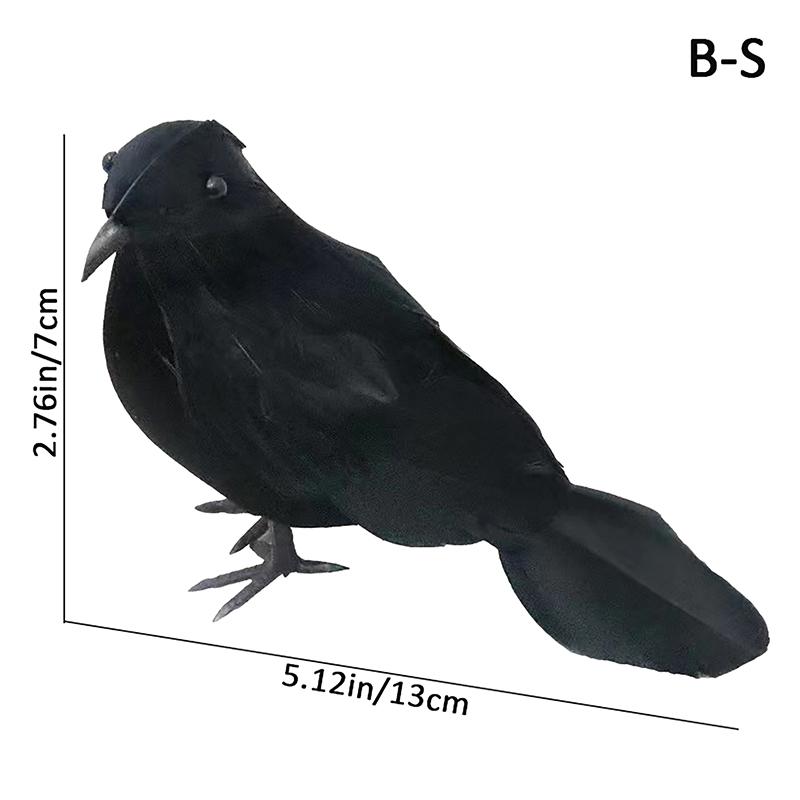 Small Simulation Fake Bird Realistic Halloween Black Crow Model Ornament Simulation Bird Home Decoration Animal Creepy Toy