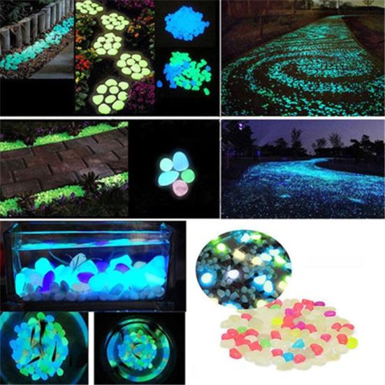 50Pcs Cobblestone Irregular Shape Eco-friendly Aquarium Decor Luminous Craft Glow Pebbles for Potting