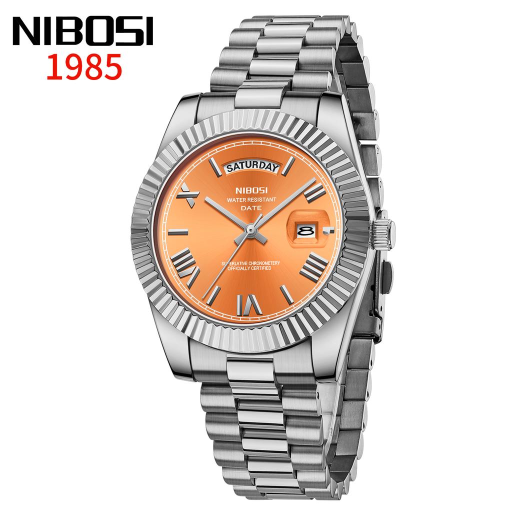Luxury Golden Red Quartz Watch for Men Stainless Steel Waterproof Luminous Date Week Fashion Men Watches Reloj Hombre