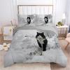 3D Print Snow Pet Cat,Wolf, Fox,Hedgehog Double Single Bedding Set For Kids Winter Duvet Cover Sets Home Housse De Couette 2024