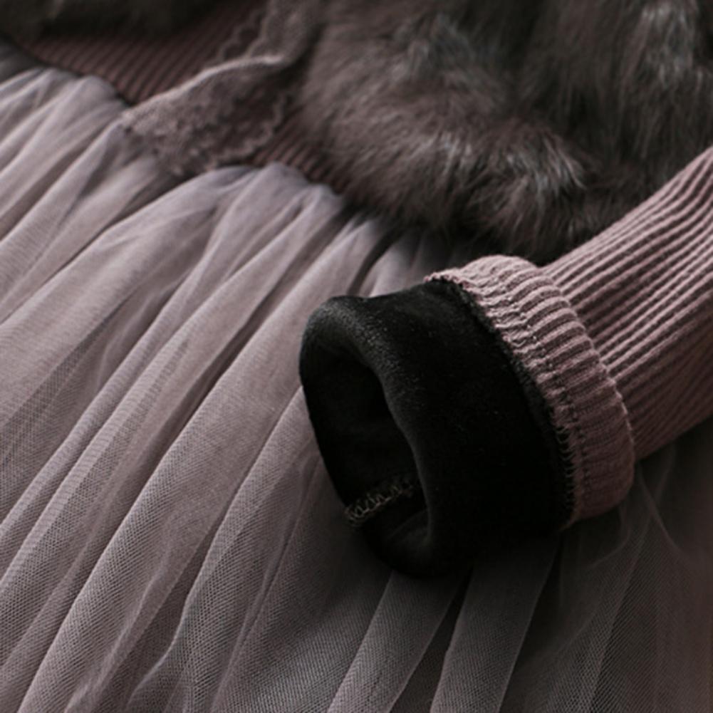 Платье принцессы из искусственного норкового бархата для девочек, зимняя вечерние принцесса с длинными рукавами, теплый сетчатый костюм, детская одежда для детей 1-7 лет