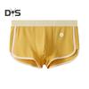 Men Boxer Underwear Mid-rise Elastic Waistband Patchwork Color Shorts Briefs U-convex Ribbed Panties Daily Wear