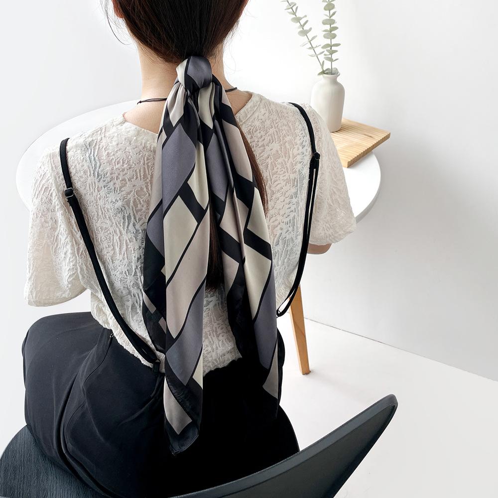 Spring And Summer Satin Long Scarf For Women Sunscreen Shawl Fashionable Beauty Scene Satin Long Scarf Versatile Travel Scarf