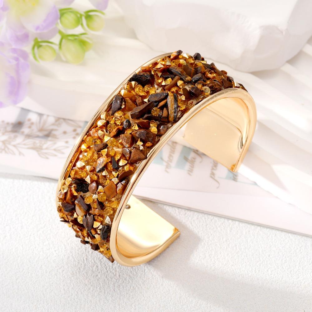 Zircon Cuff Bangles Stone Exaggerated Bracelet Fashion Wide Open Bangle Women