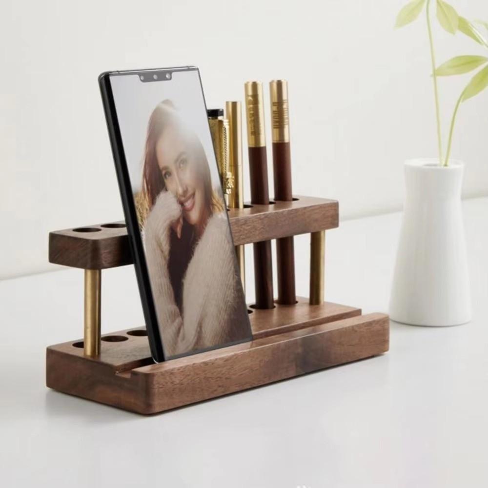 Sleek Desk Organizer 9 Slots Phone Stand Multifunction Pen Holder  For Office School