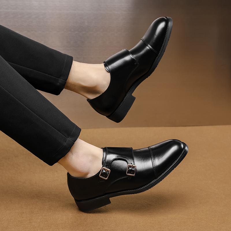 Antiskid Monk Strap Shoes for Men All-match Mens Leather Loafers Classic Men Shoes for Wedding Luxury Brand Mens Slip On Shoes