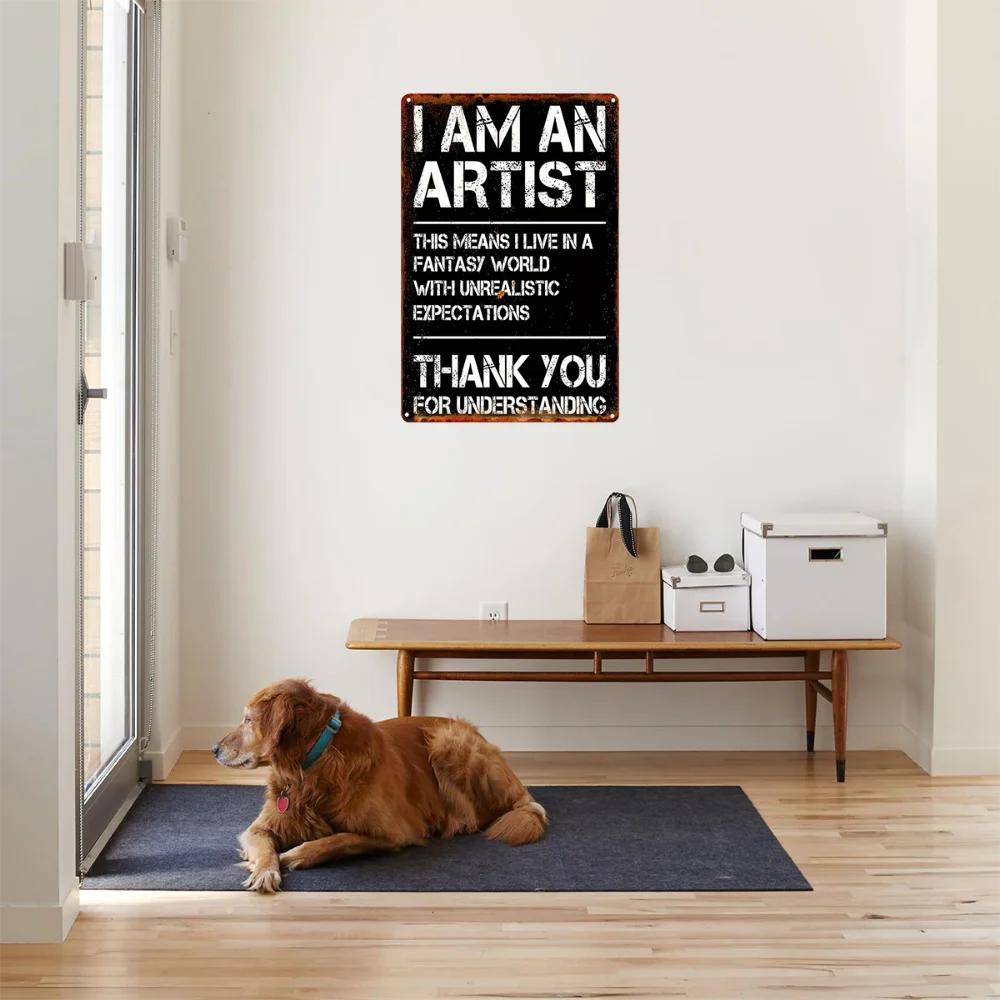 1 шт. Смешная металлическая жестяная вывеска «Фэнтези художника», винтажный юмористический декор для офиса и кафе, легко подвешиваемый настенный декор, декор комнаты, домашний декор
