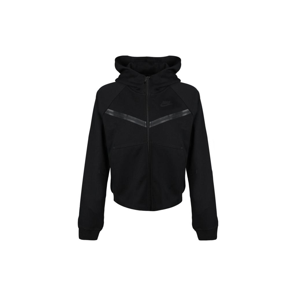 Nike Спортивная женская куртка-бомбер Windrunner Full-Zip Hoodie из флиса с капюшоном черного цвета CW4299-010