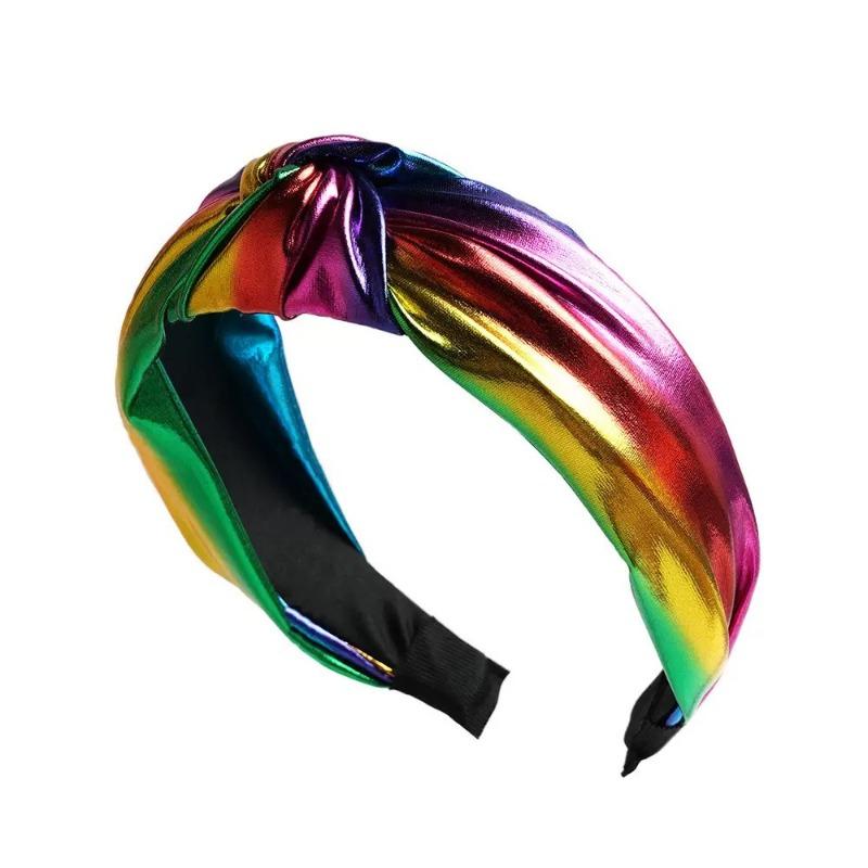 PU Leather Headband, Cross-border Wide-brimmed Fashion, Laser-printed Knotted Headband, Suitable for Face Washing and Going Out, Pure Color Hairband