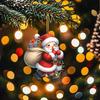 5 Pcs Santa Claus Ornaments 2D Acrylic Cartoon Santa Claus Pendant Christmas Tree Hanging Decoration for Car Tree Door Wall Home Holiday Decor