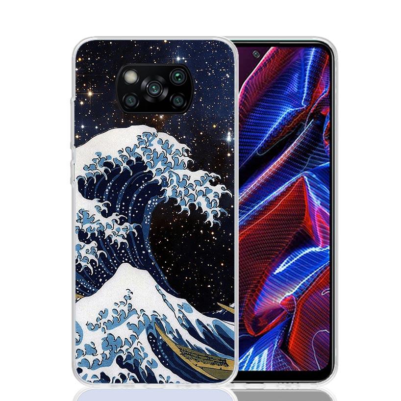 Japanese Pub Wave Anime Arrived Case Phone Cover for Xiaomi Poco X3 Nfc X5 X6 X7 X4 Gt F6 F5 Pro F4 F3 M5S M5 M4 M3 5G Trend Fun