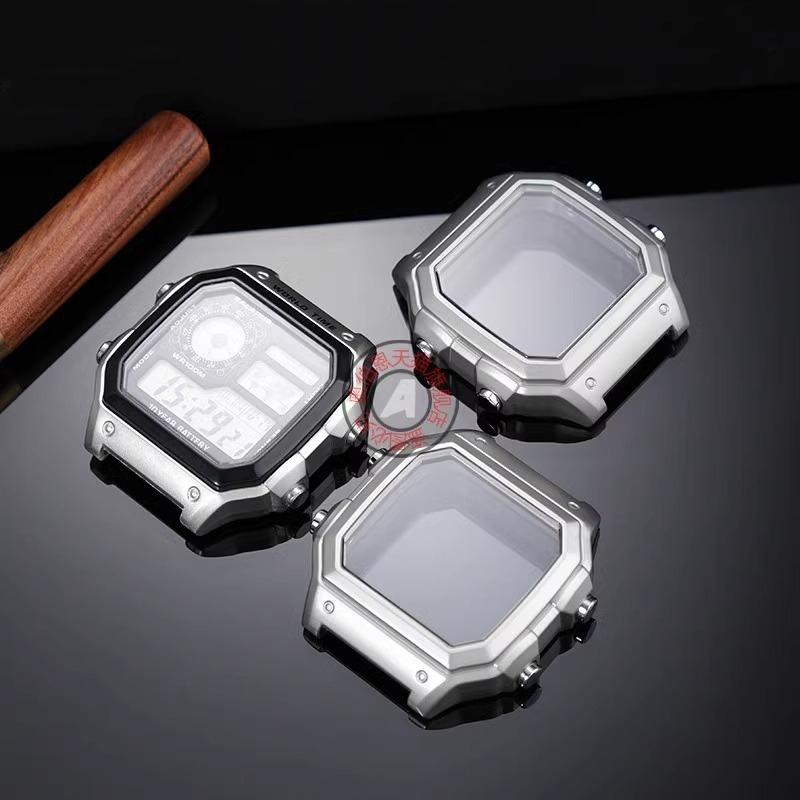 Для Casio AE1200 AE-1200 Мод-комплект Металлический корпус часов Браслет Уплотнительное кольцо 304 Нержавеющая сталь Ремешок для часов Плетеный нейлоновый ремешок