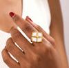 French Light Luxury Fritillary Clover Ring Stainless Steel Gold Plated Adjustable Open Index Finger Ring Versatile Jewelry