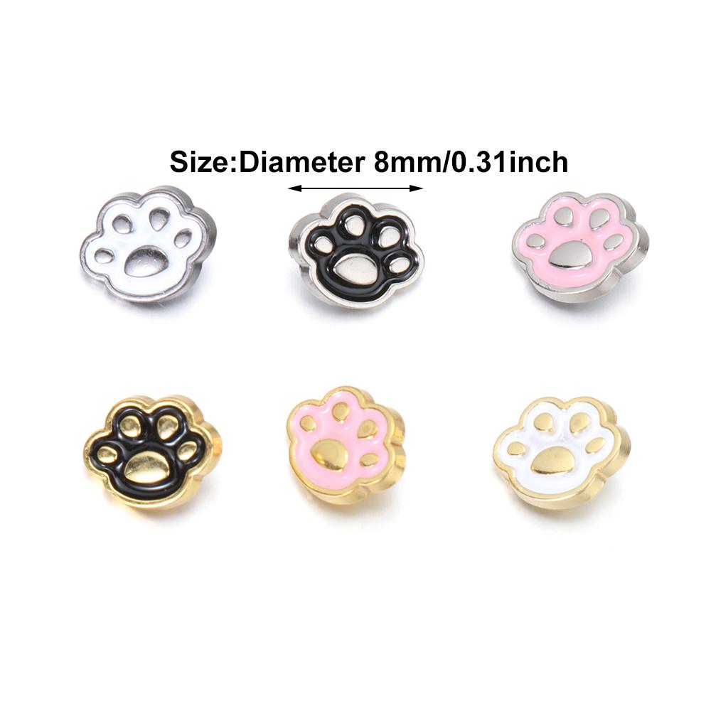 20pcs 8mm Cat Paw Pattern Craft Mini Buttons Clothing Sewing Buckle DIY Doll Clothes Metal Buckles