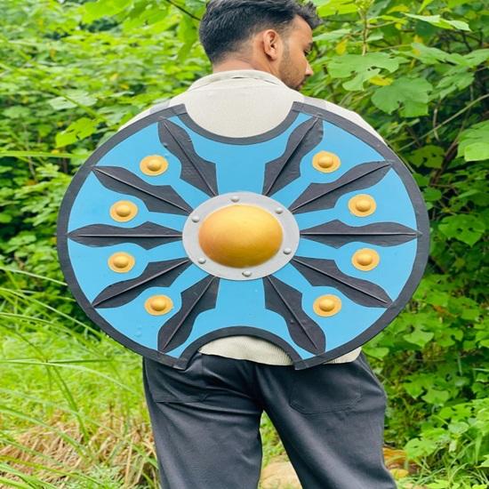 Троянский деревянный щит Щит греческого воина Древний бронзовый боевой щит Спартанский щит Реквизит Косплей Настенный декор Деревянный настенный декор