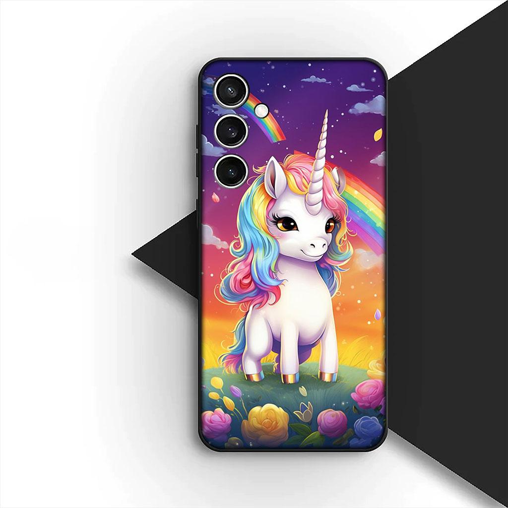 Чехол для телефона для Samsung Galaxy S22 S21 S20 FE Ultra Plus A07 A17 A15 A16 A25 A57 A37 Корпус Мягкий чехол Обои с единорогом и лошадью