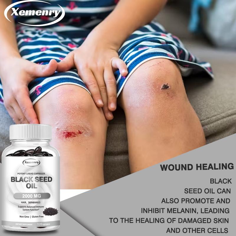 Xemenry - 2000mg Black Seed Oil Liquid Softgels - Hair, Skin and Nail Health