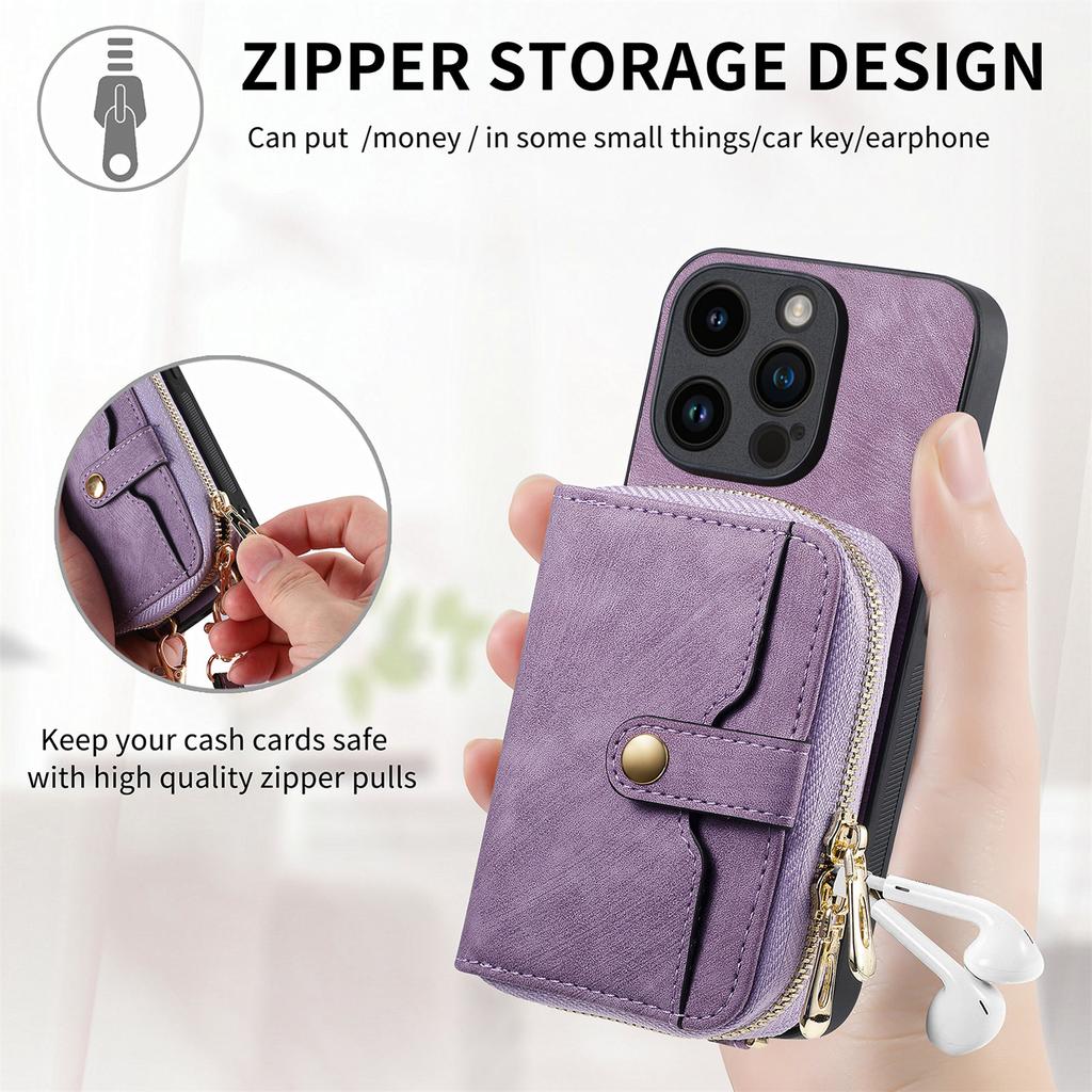Crossbody Multifunctional Zipper Leather Purse Wallet Case for iPhone 15 14 Plus 13 12 11 Pro Max for Samsung S24 S23 S22 S21 S20 Ultra Plus A15 A25