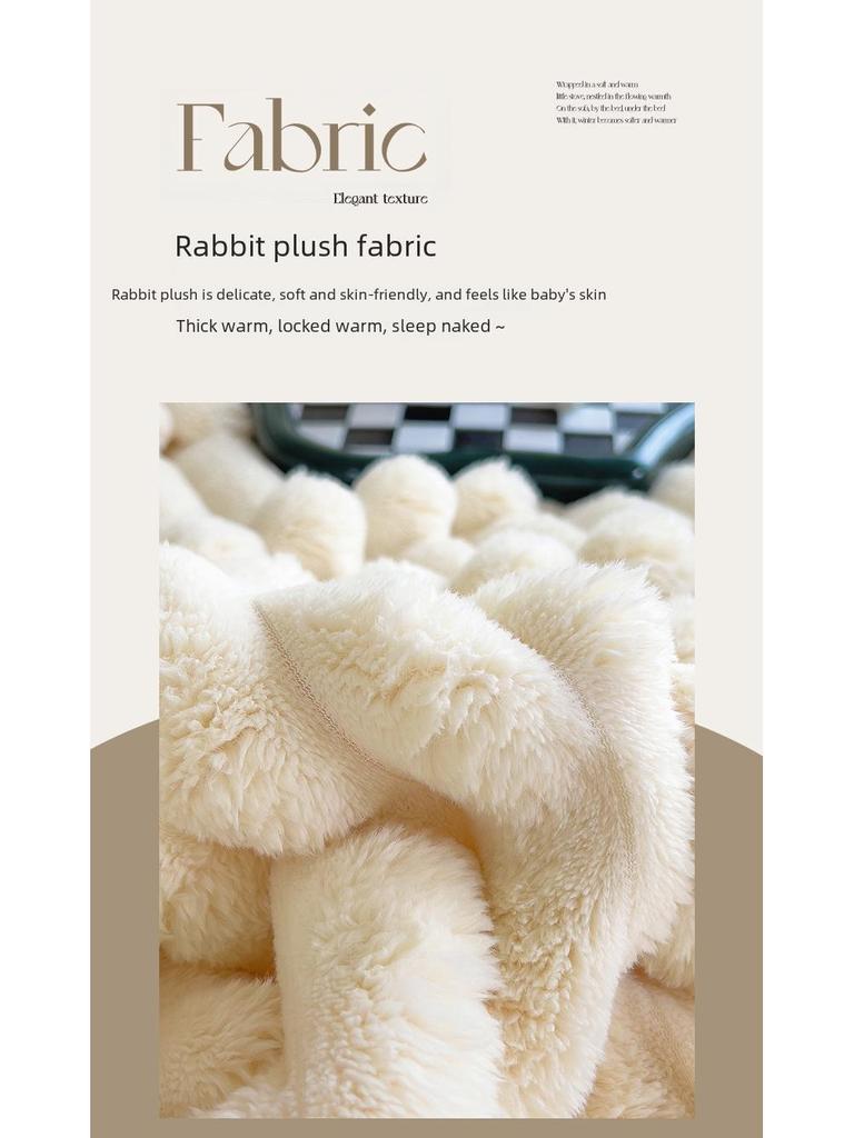 Thickened Coral Fleece Flannel Blanket - Rabbit Fur Nap Throw Milk Velvet Bed Cover