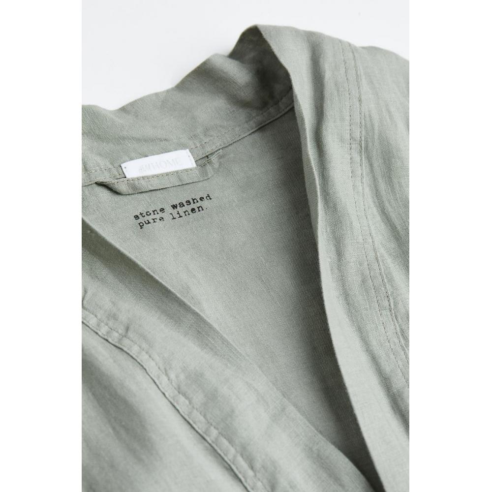 H&M Стираная льняная ночная рубашка Шалфейно-зеленый