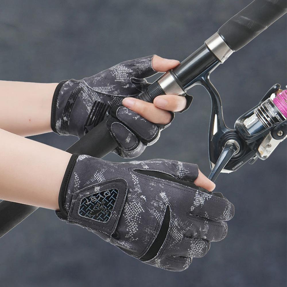 Fishing Gloves for Spring and Summer Men and Women Lascielli Thin Breathable Non Slip Outdoor Cycling Three Finger Fishing Gloves