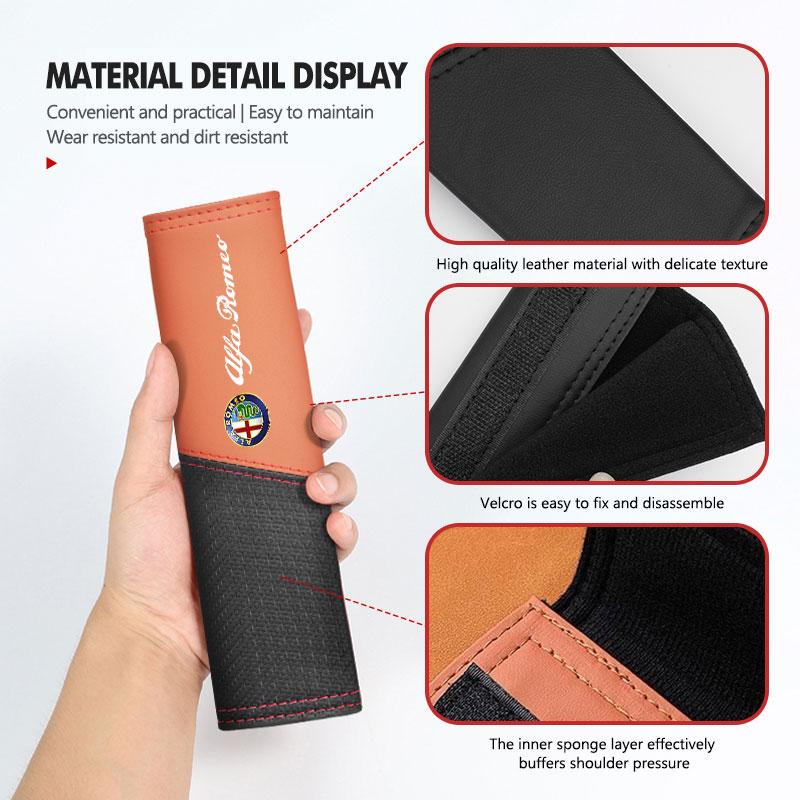 Car Seat Belt Cover Seatbelt Shoulder Strap Protector Pad For Alfa Romeo 159 Giulietta Giulia 147 Mito 156 159 166 GT Stelvioxya563