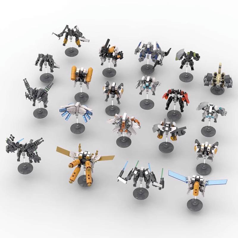 MOC Idea Small Mecha Exoskeleton Robot Set Ornaments Hand-made Assembled Building Block Toys Gift