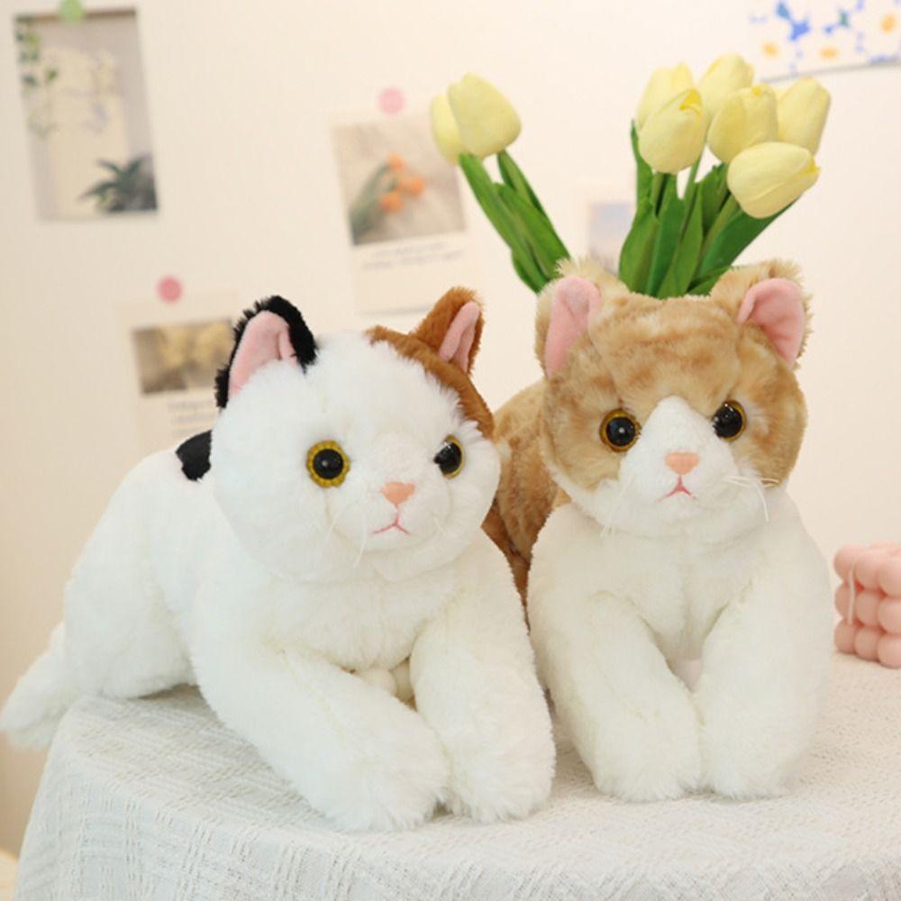 50cm Size Imitation Lying Cat Plush Toys Hairy Texture Cute Lying Cat Doll Pet Kitten Pillow