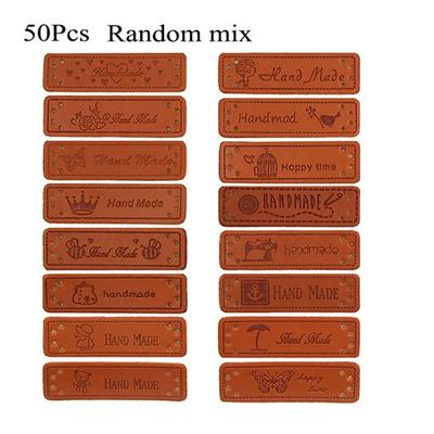 50Pcs Brown Made With Heart Pu Кожа Этикетка ручной работы Теги Diy Швейные ремесла