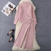 High-quality Autumn Winter Knitted 2 Piece Set Women's Thick Warm Casual Pullover Sweaters+Wide Leg Pants Tracksuits Outfits
