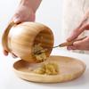 Large Capacity Bamboo Garlic Press Spice Grinder Manual Mashed Garlic Grinder with Bamboo Mortar and Pestle Kitchen Tools