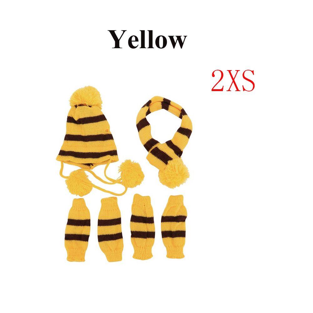6Pcs/Set Fashion Dressing Up Stripe Knitted Puppy Costume Dog Socks Cat Clothes Pet Warm Hat Scarf