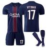 Подростки Дети Взрослые Индивидуальное Имя Футбольные Комплекты 25/26 ПСЖ Домашний №17 ВИТИНЬЯ Спортивный Тренировочный Комплект Формы с Носками