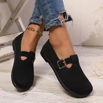 Lucyever черные трикотажные туфли на плоской подошве для женщин, дышащая сетчатая мягкая подошва, женская обувь для ходьбы 2025 года, весенняя нескользящая спортивная обувь