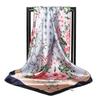 Women Fashion Square Vintage Print Satin Neckerchief Sun-Proof Scarf Scarves Shawl High Quality 1PC 90*90cm